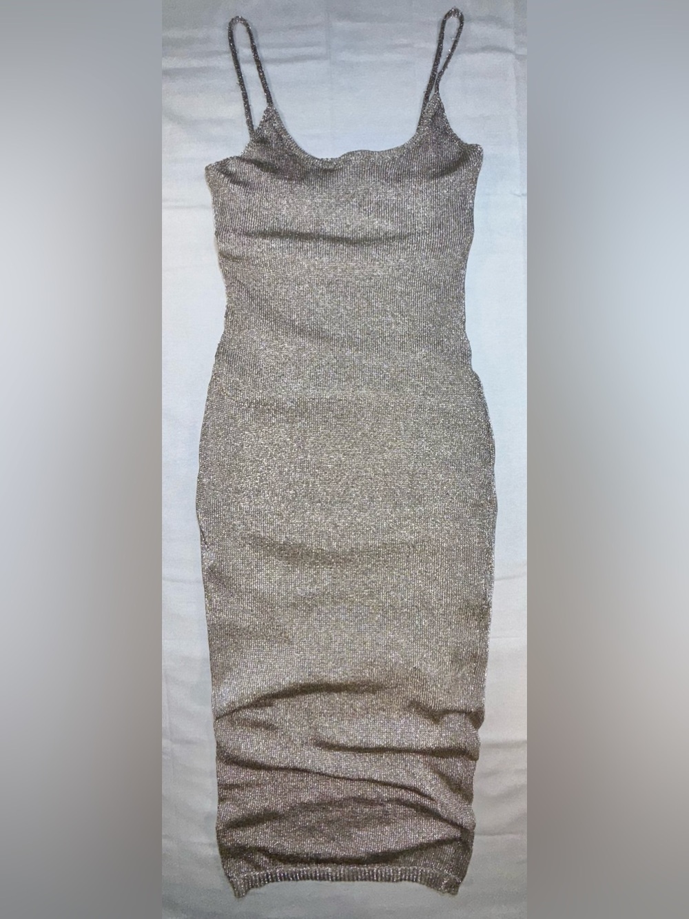 Fashion Nova Shimmering Taupe Midi Slip Dress - Picture 3 of 11